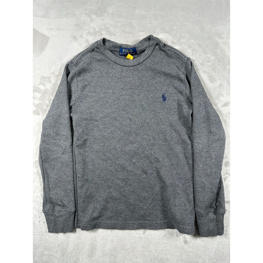 Polo Ralph Lauren Boys Waffle Knit Gray Long Sleeve Sweater (S/8)